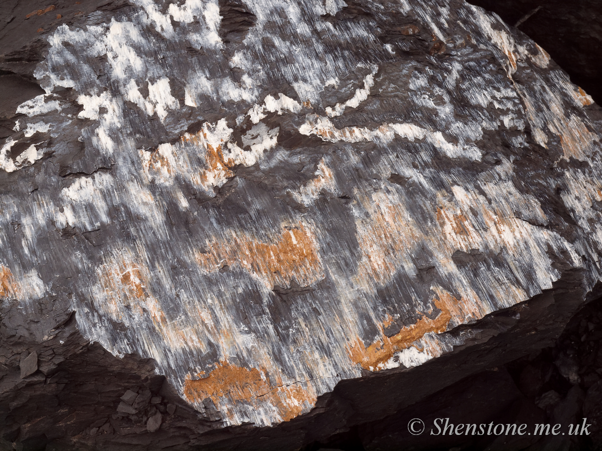 Slickensides (ground minerals on a minor fault line) Ffos y Fran, Merthyr Tydfil