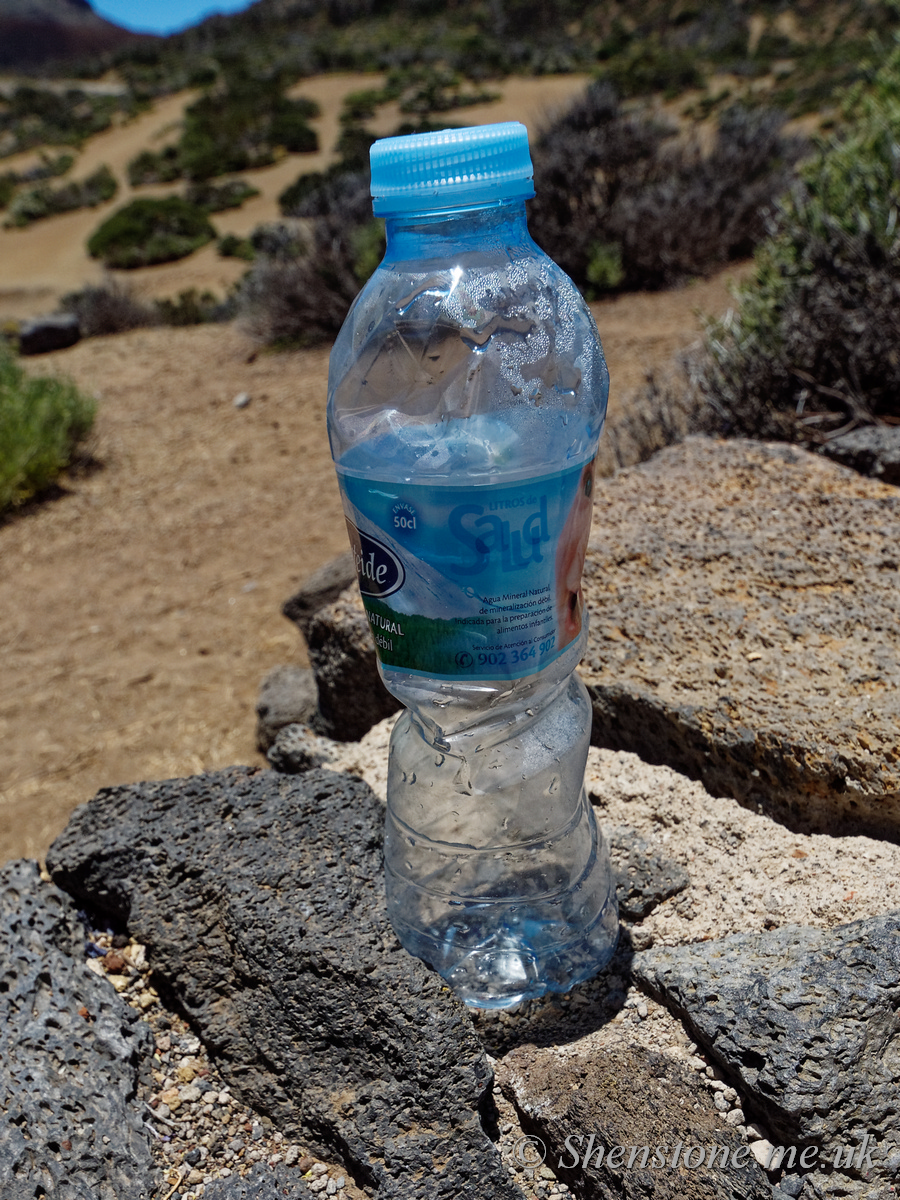 Water bottle drunk at summit and brought to Caldera approximately 2000m / 6,600 ft